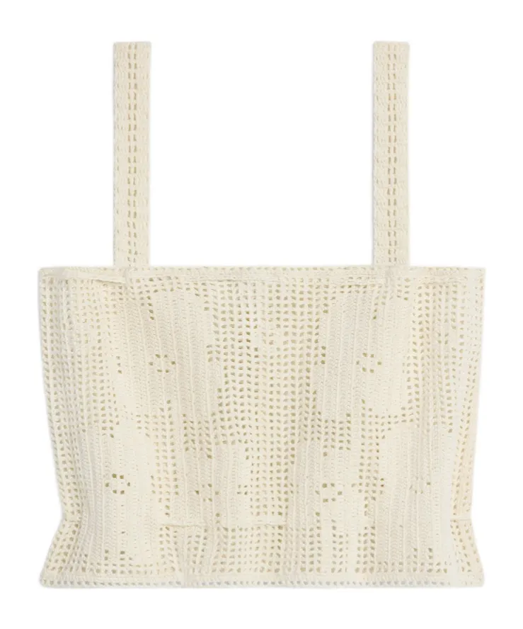 Crop Top In Floral Crocheted Cotton