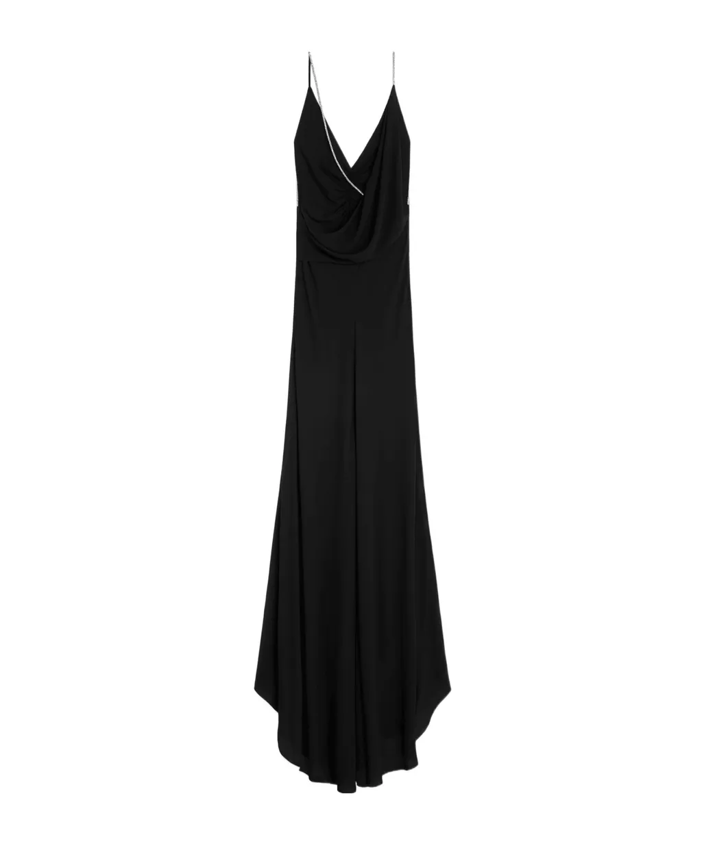 Long Draped Dress In Silk Georgette