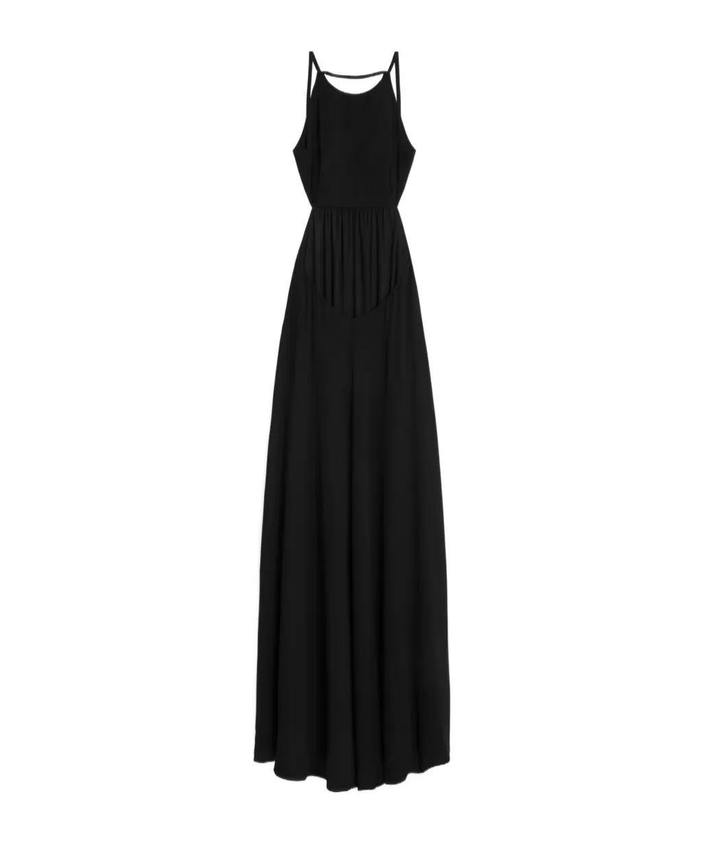 Long Open Back Dress In Silk Georgette