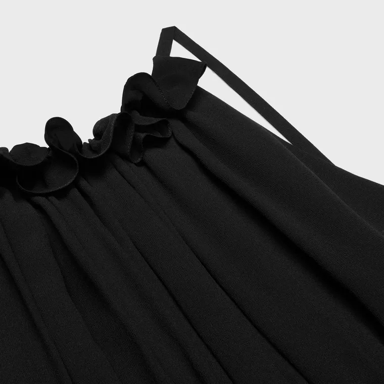 Long Open Back Dress In Silk Georgette
