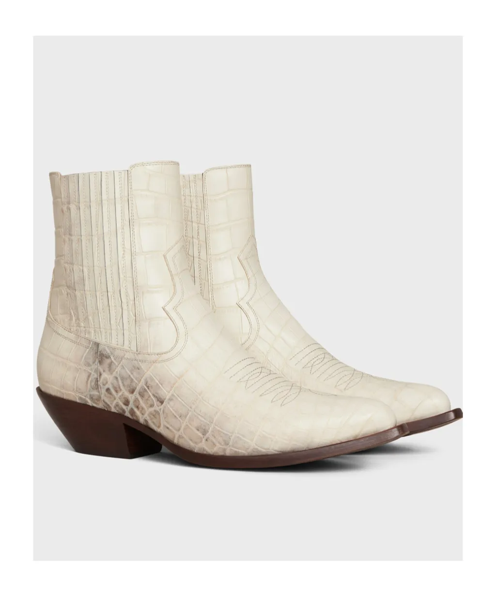Leon Chelsea Boot In Crocodile Stamped Calfskin