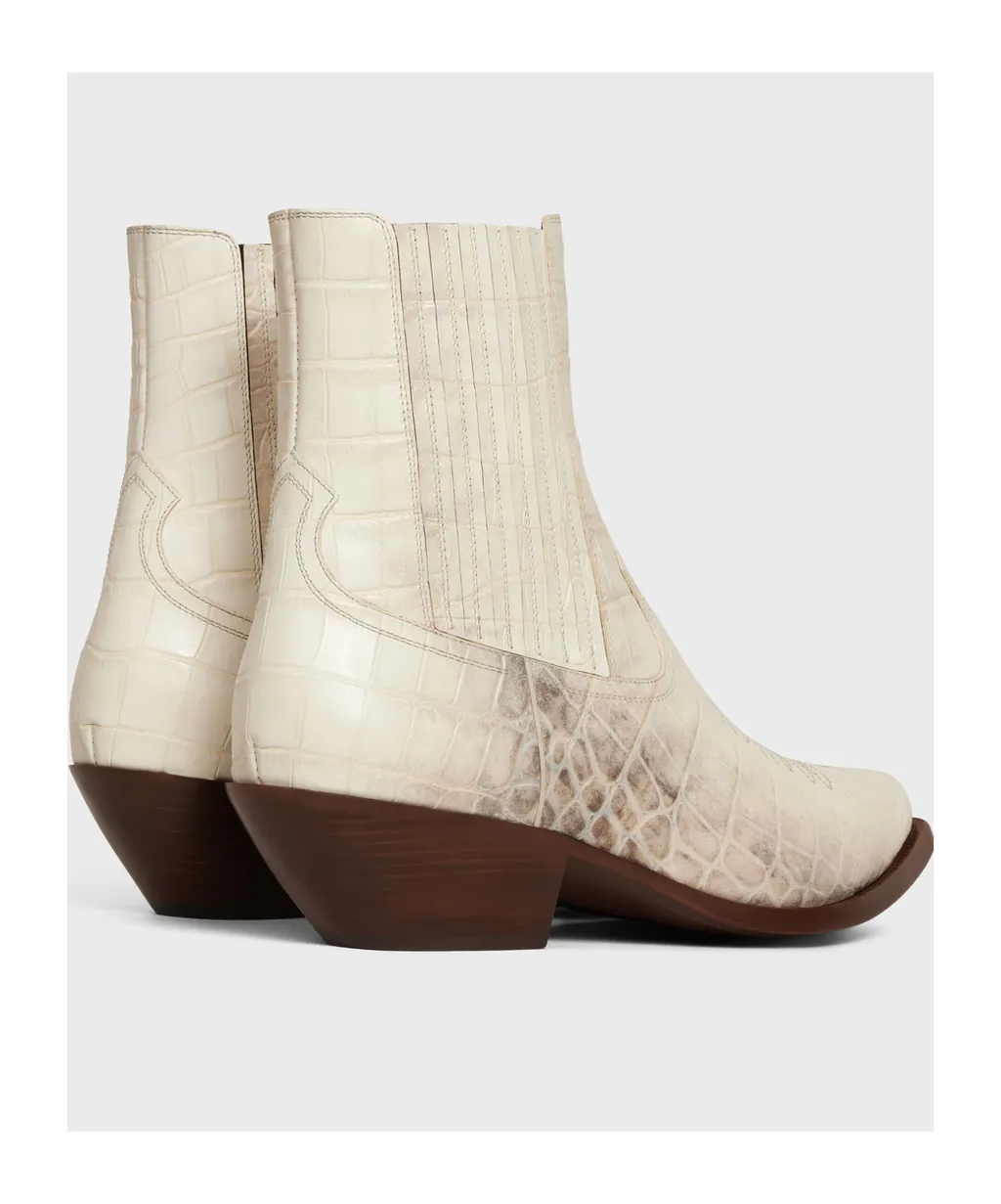 Leon Chelsea Boot In Crocodile Stamped Calfskin