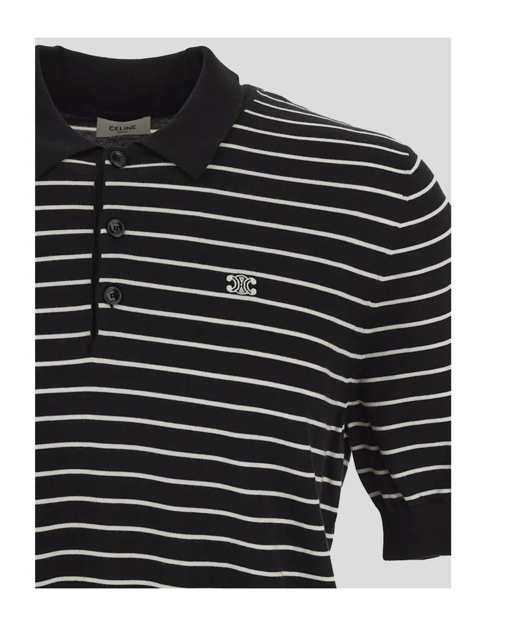 Triomphe Polo In Striped Fine Cotton
