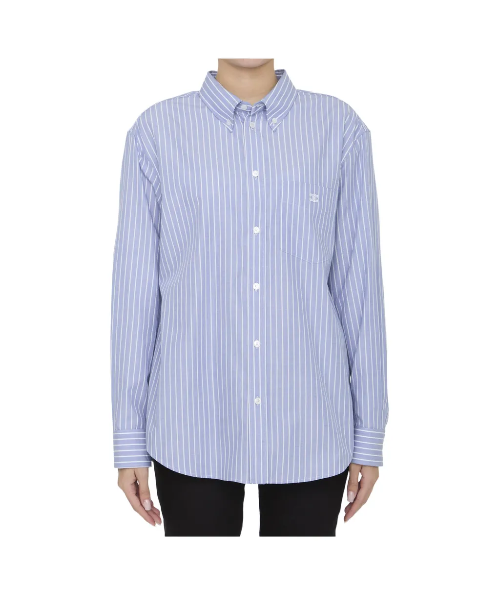 Striped Cambridge Shirt In Chambray Cotton