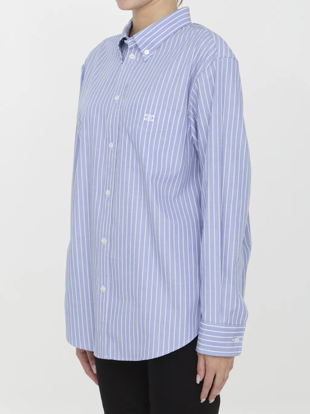 Striped Cambridge Shirt In Chambray Cotton