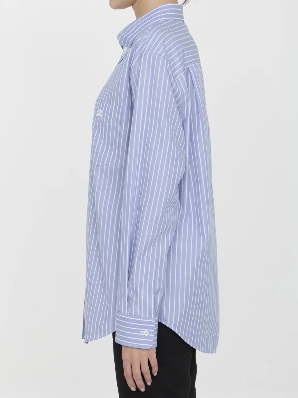 Striped Cambridge Shirt In Chambray Cotton