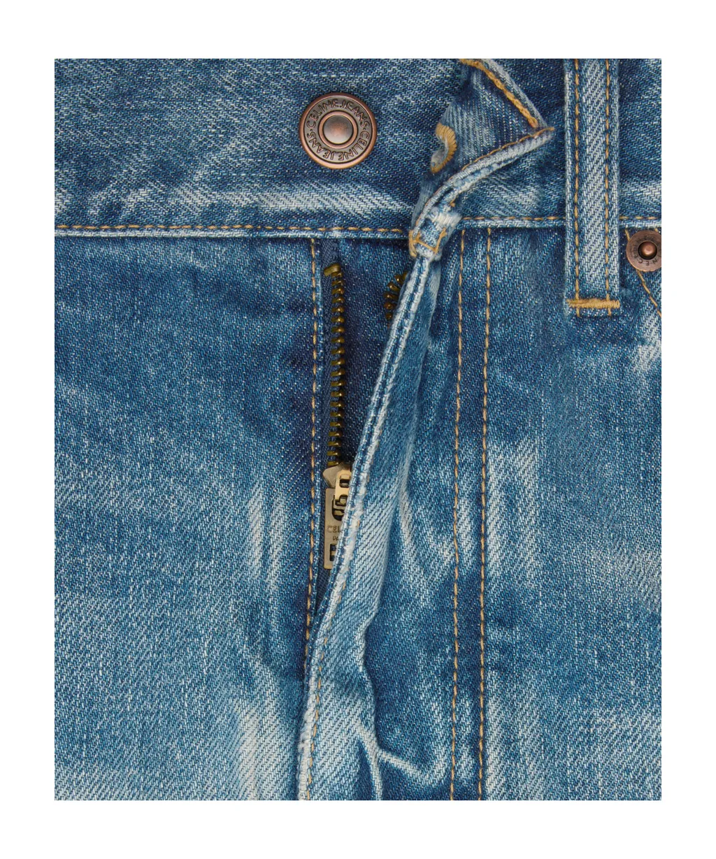 Skate Shorts In Electric Sky Wash Denim