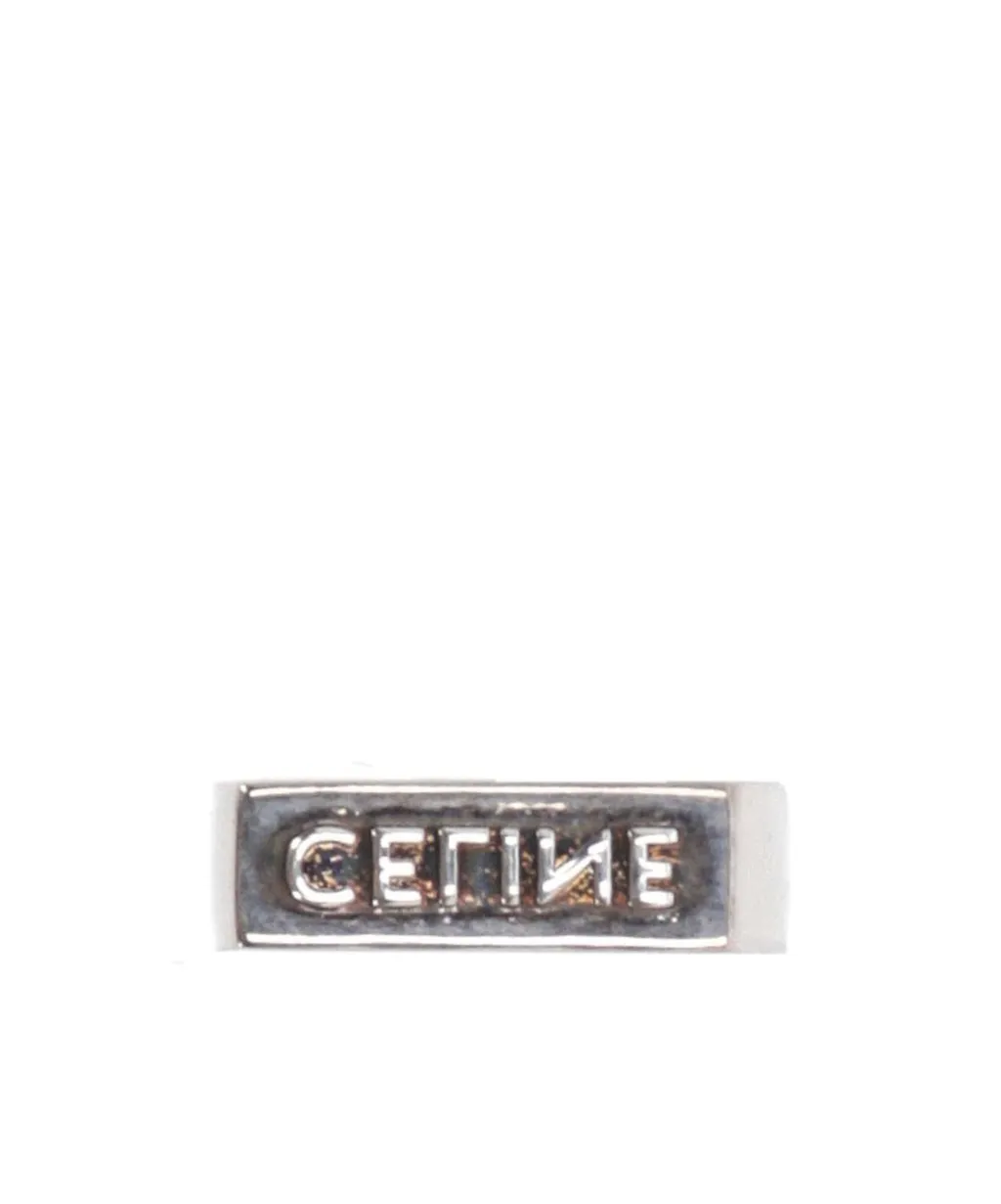 Monochroms Stamp Ring In Brass With Rhodium Finish