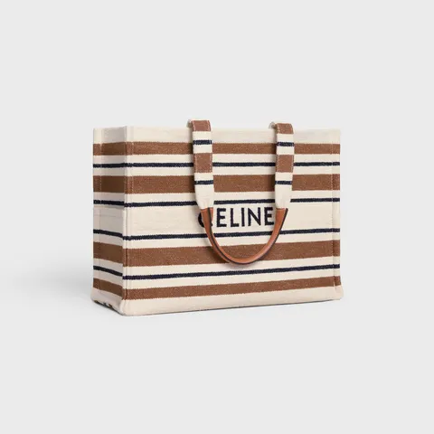 Large Cabas Thais In Striped Textile With Celine Jacquard