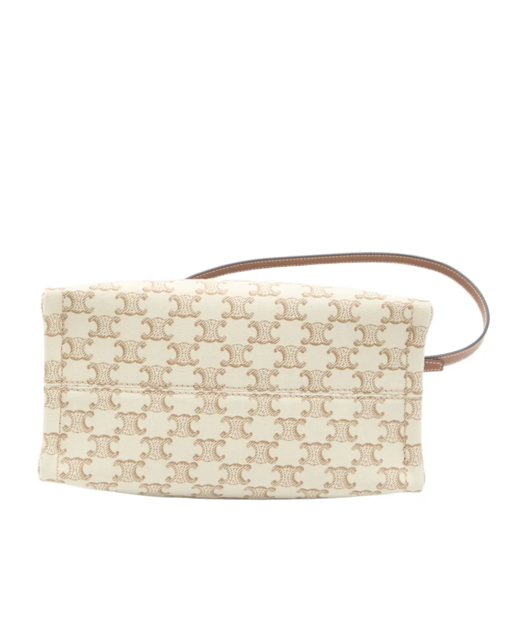 Small Cabas Thais In Textile With Triomphe Canvas Print And Calfskin