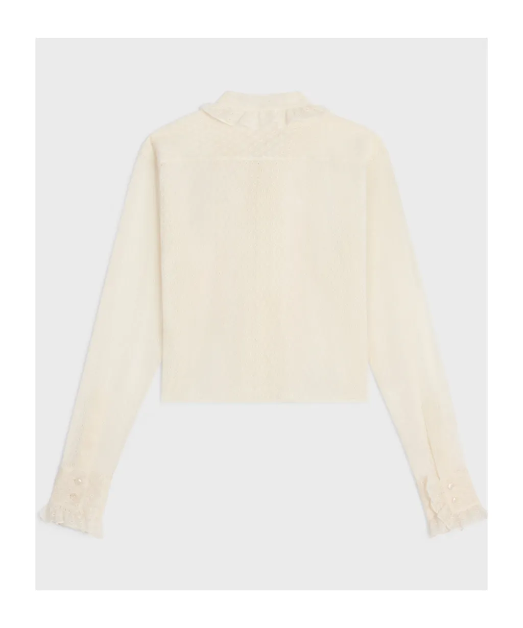Romy Cropped Shirt In Lace And Cotton