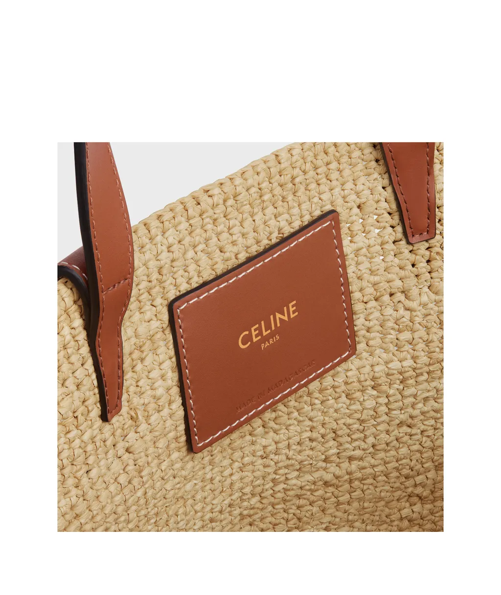 Teen Supple Celine Classic Panier In Raffia And Calfskin