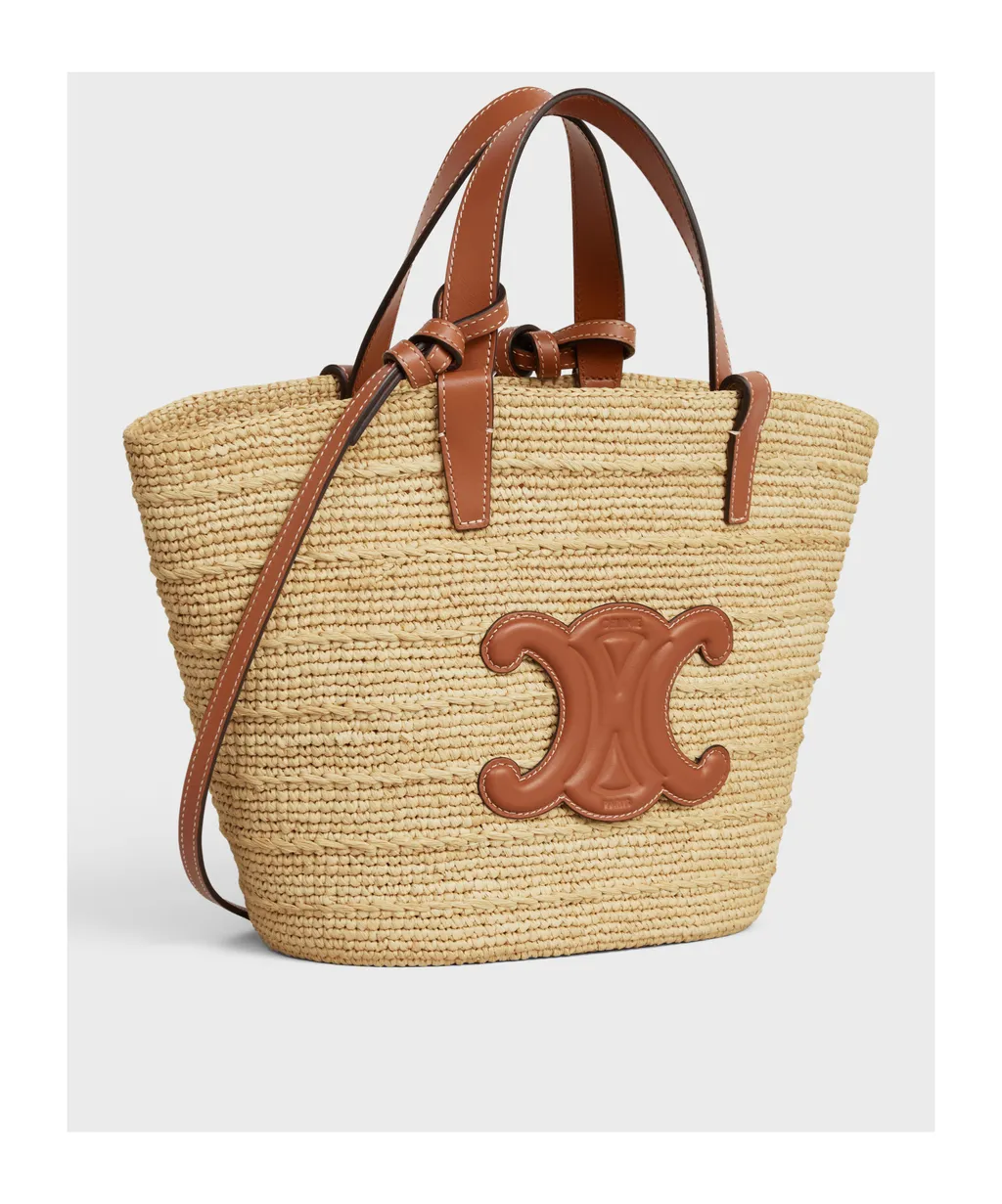 Teen Supple Celine Classic Panier In Raffia And Calfskin