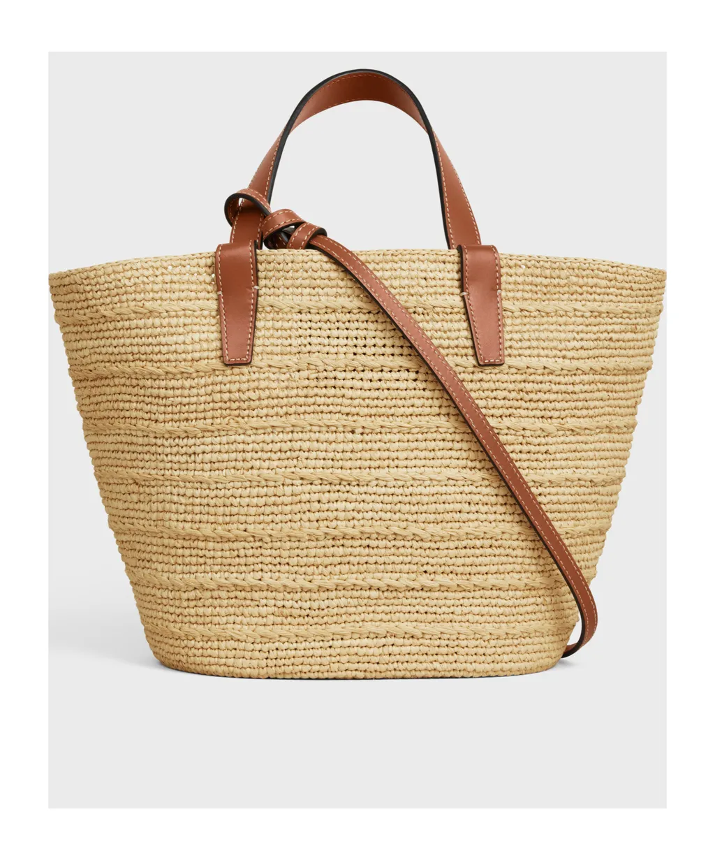Teen Supple Celine Classic Panier In Raffia And Calfskin