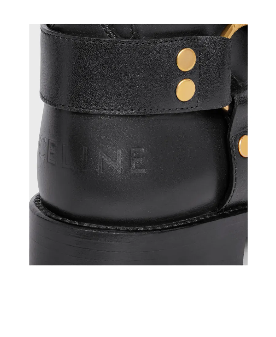 Biker Mid Boot With Harness In Calfskin - Vegetal Tanning