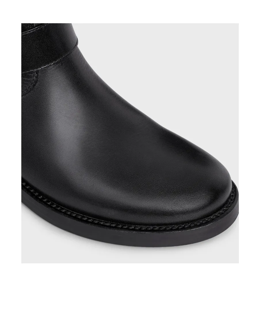 Biker Mid Boot With Harness In Calfskin - Vegetal Tanning