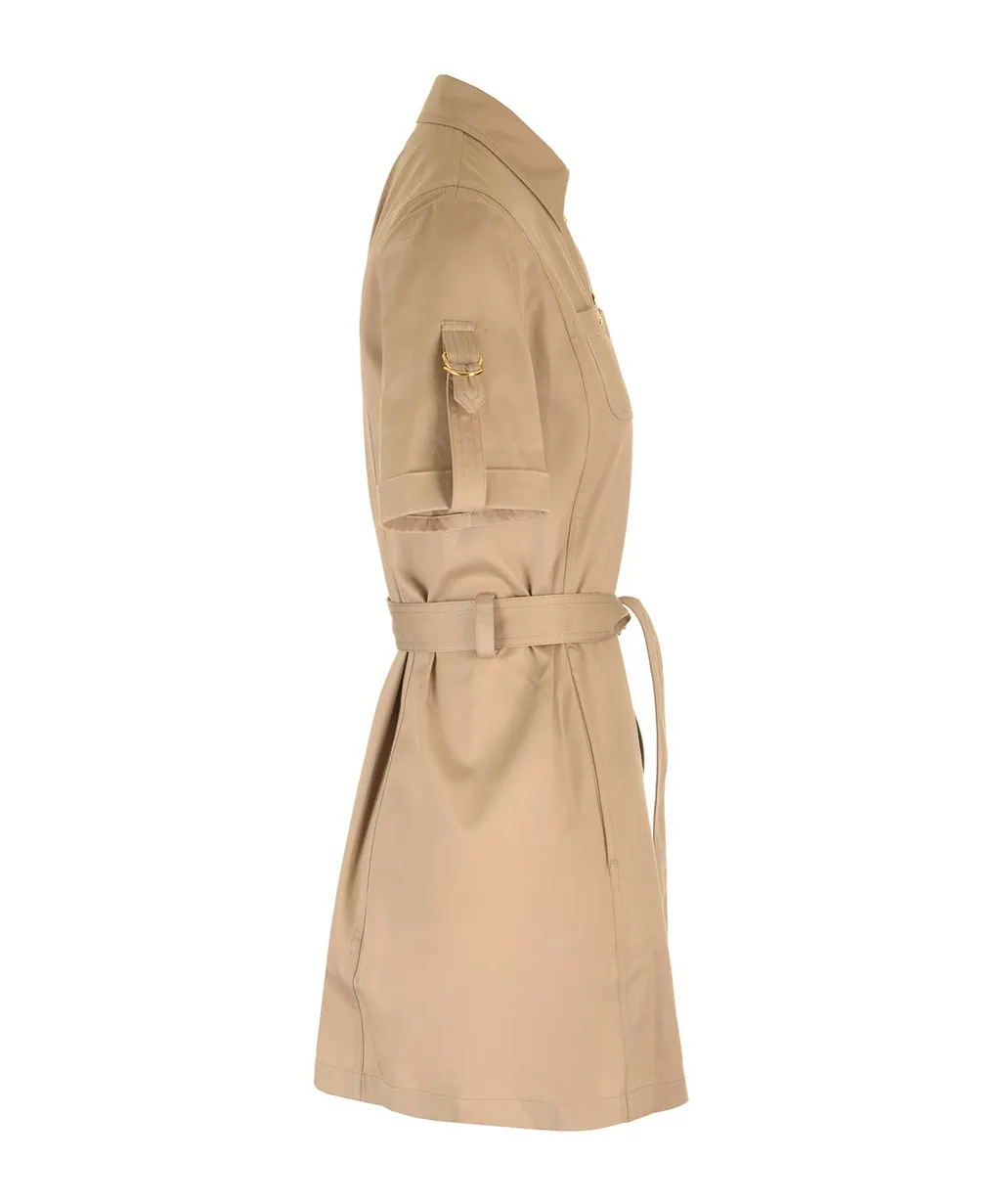 Trapeze Mini Dress In Cotton Twill