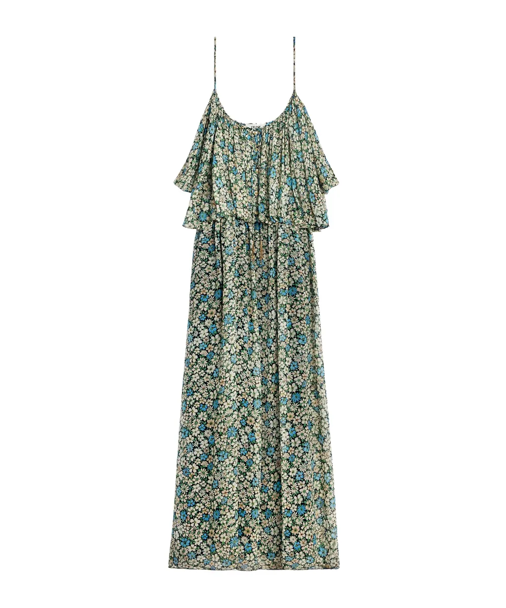 Gathered Midi Dress In Silk Georgette