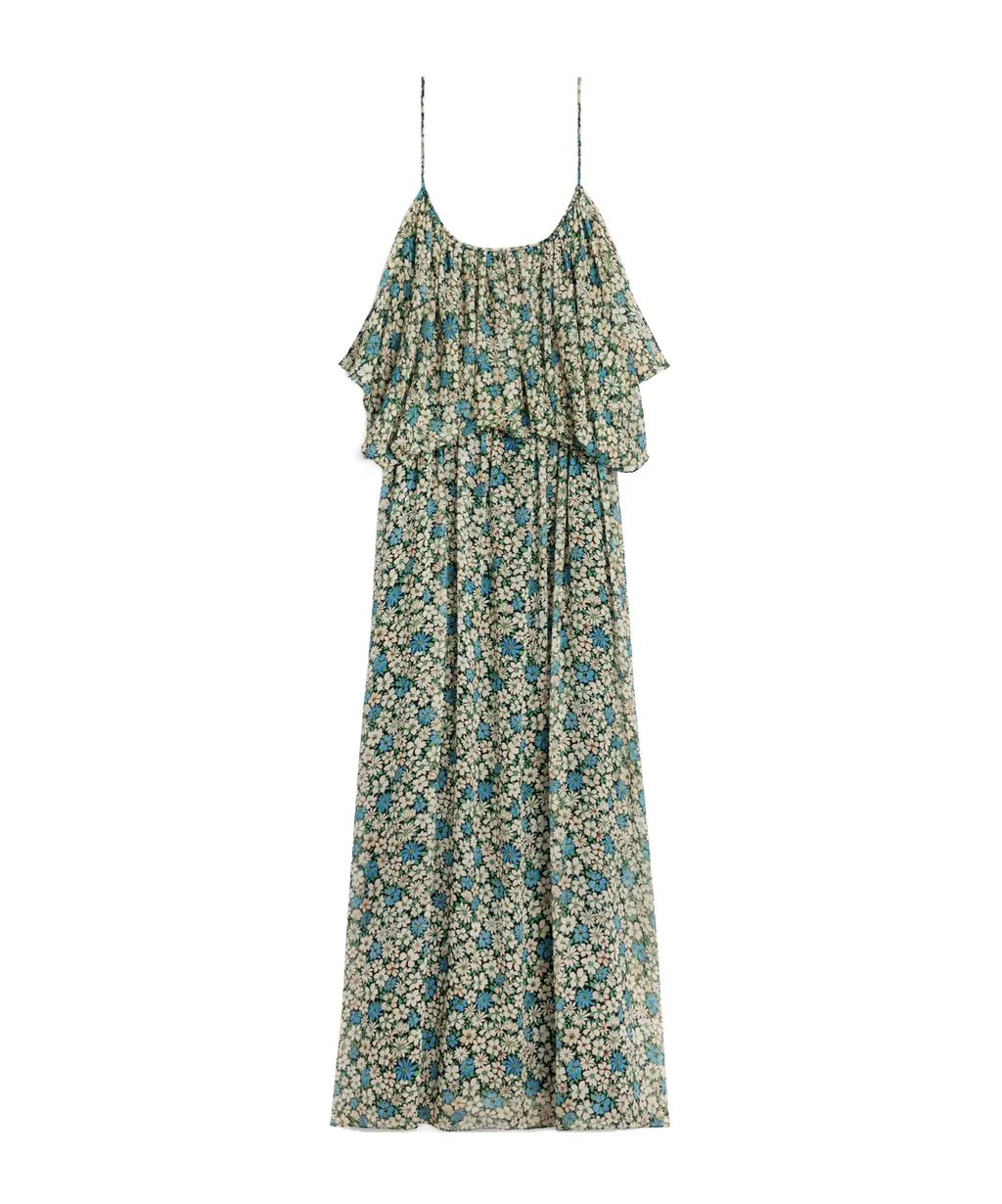 Gathered Midi Dress In Silk Georgette