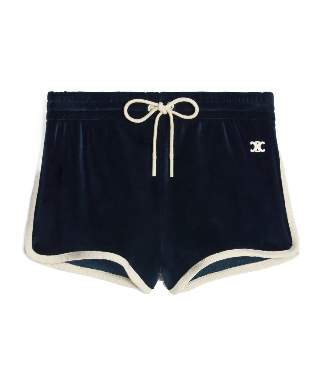 Triomphe Mini Shorts In Velvet Jersey
