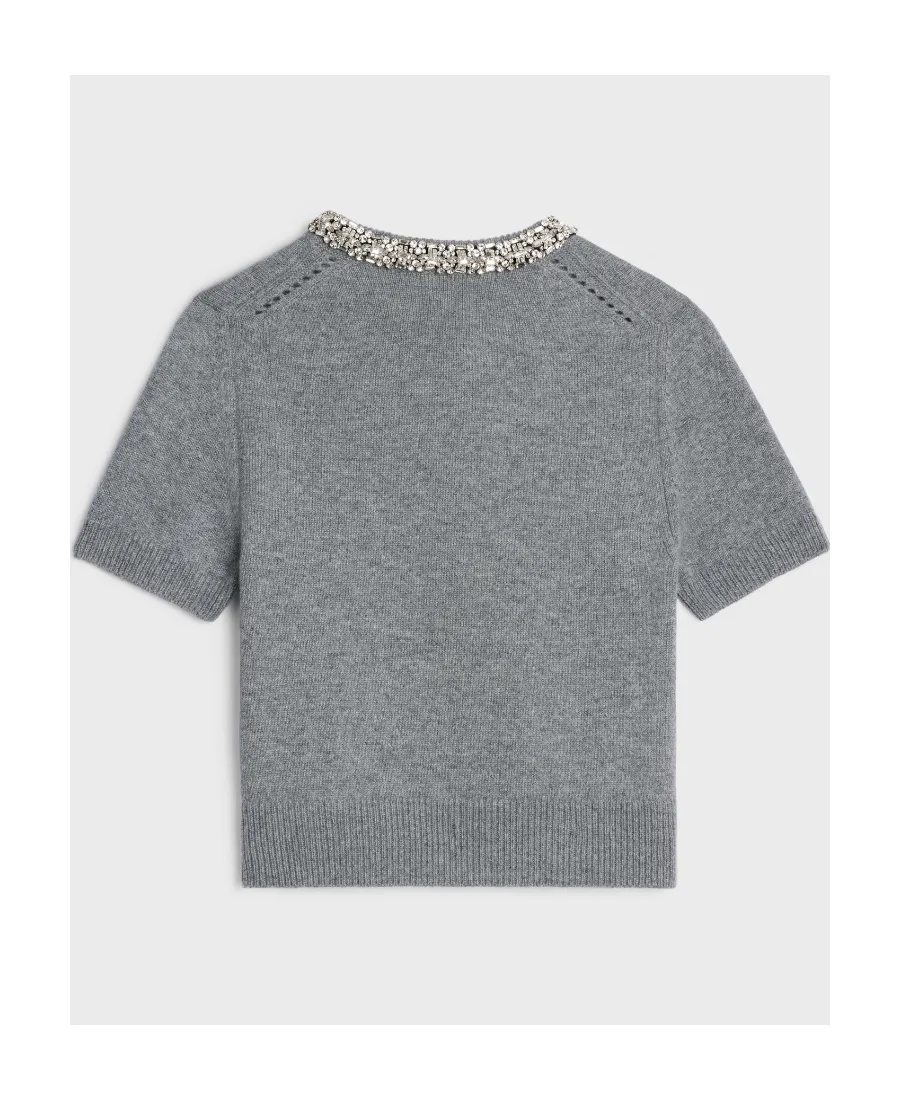Embroidered Cropped Cardigan In Cashmere