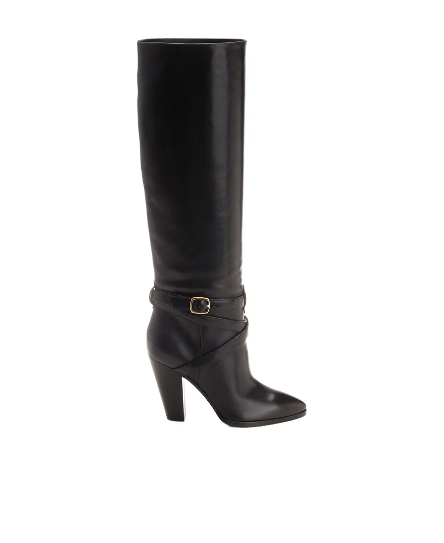 High Slouchy Buckle Boot In Calfskin