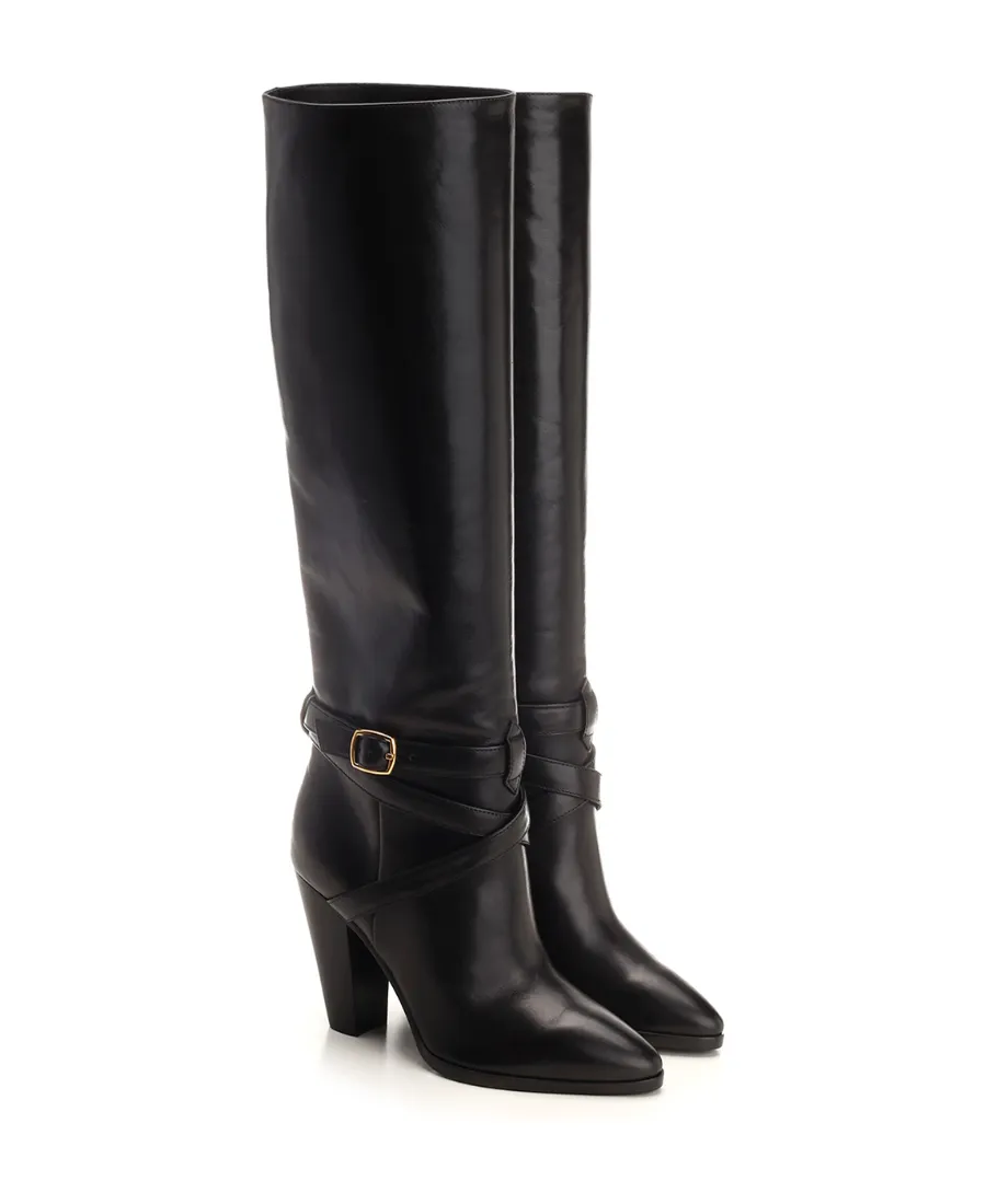 High Slouchy Buckle Boot In Calfskin