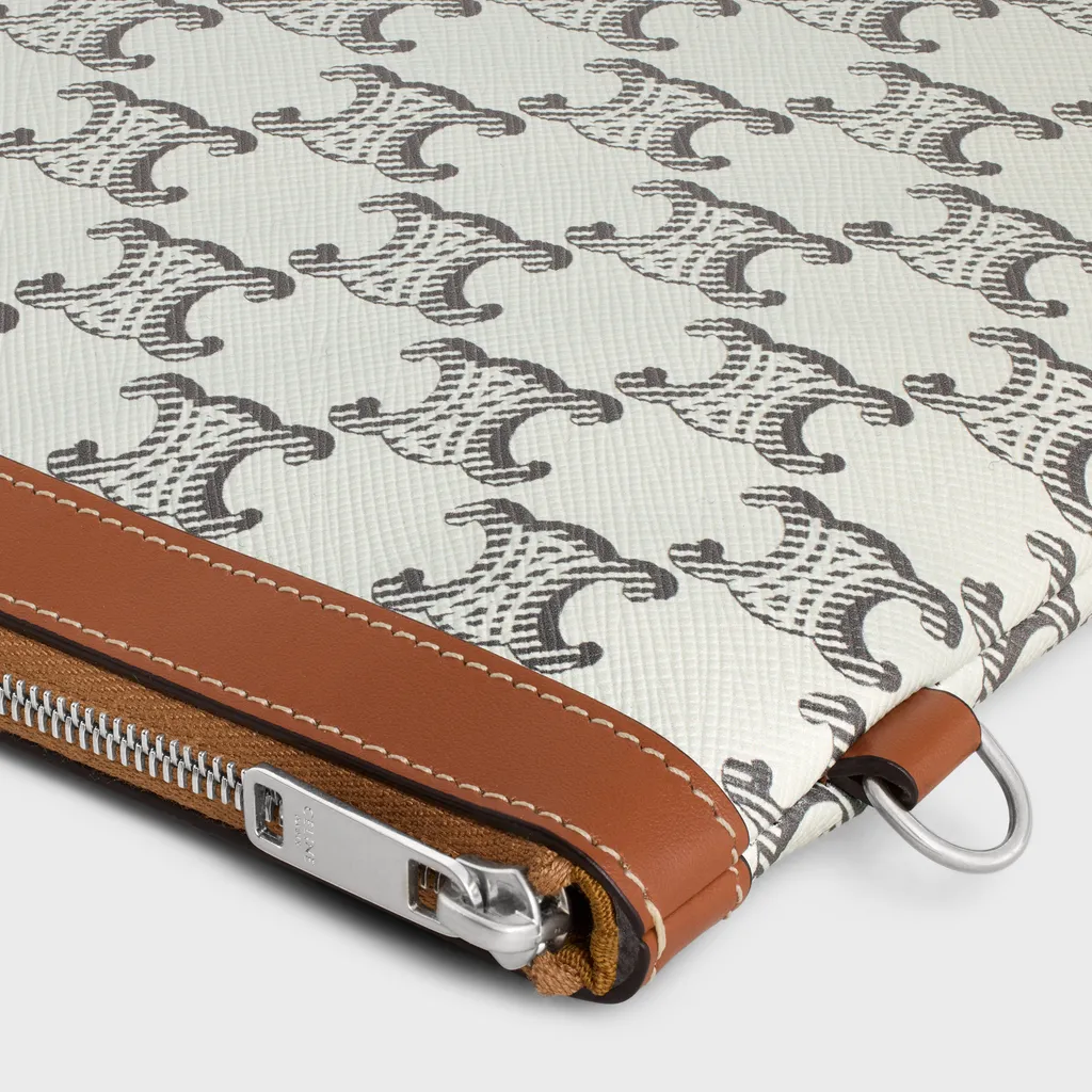 Pouch With Strap In Triomphe Canvas And Calfskin