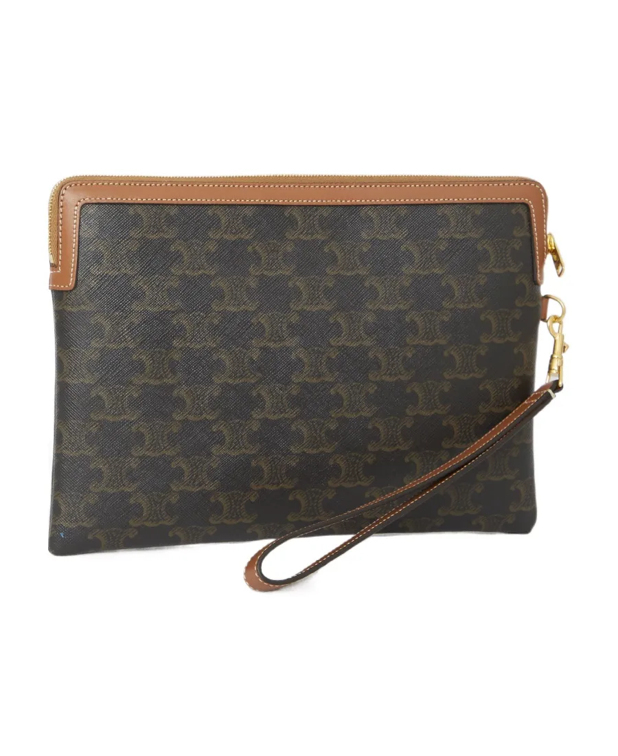 Small Pouch With Strap In Triomphe Canvas With Celine Print