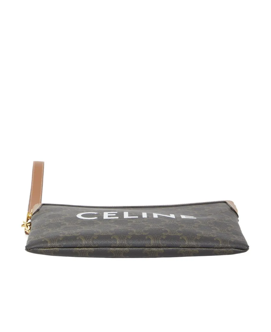 Small Pouch With Strap In Triomphe Canvas With Celine Print