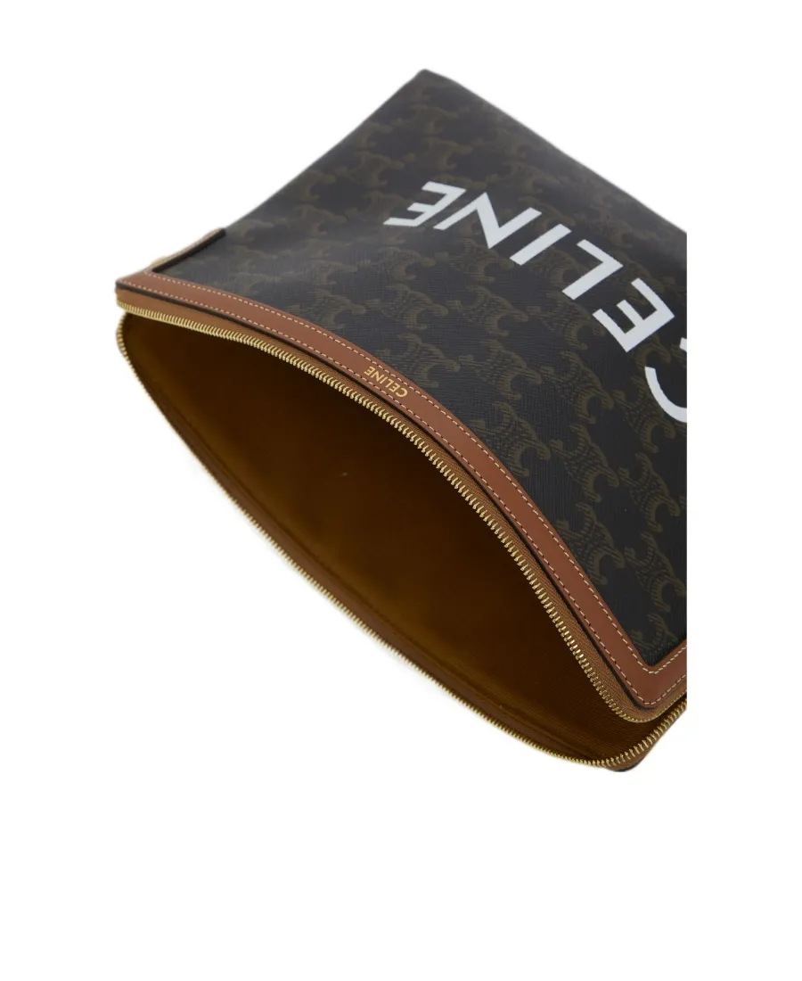 Small Pouch With Strap In Triomphe Canvas With Celine Print