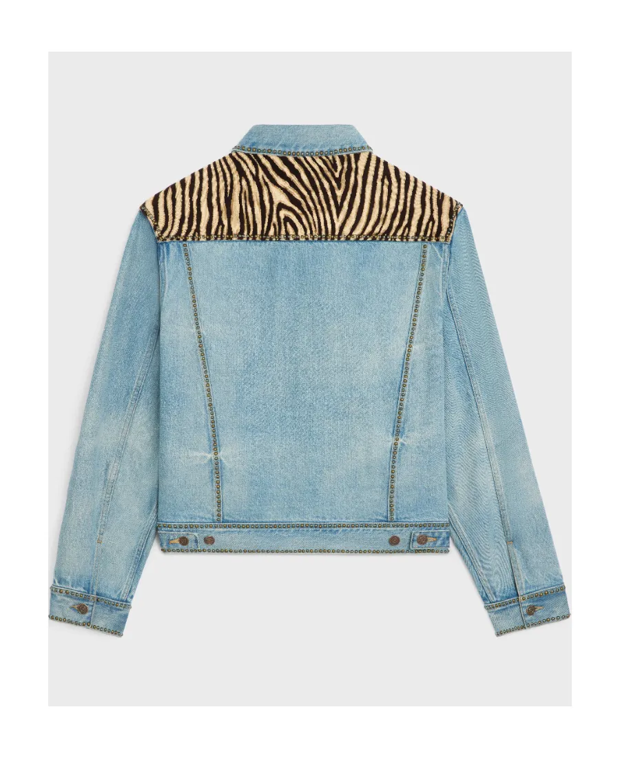 Trucker Jacket In Zebra-Print Everclear Wash Denim
