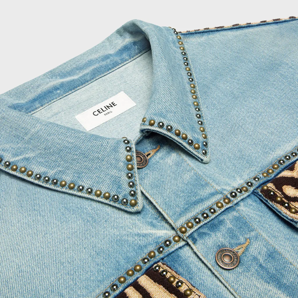 Trucker Jacket In Zebra-Print Everclear Wash Denim
