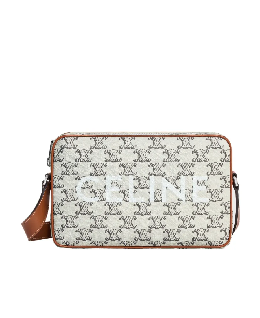 Medium Messenger Bag In Triomphe Canvas With Celine Print