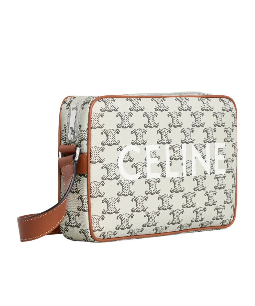 Medium Messenger Bag In Triomphe Canvas With Celine Print