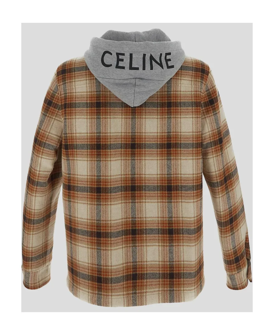 Hooded Overshirt In Checked Wool
