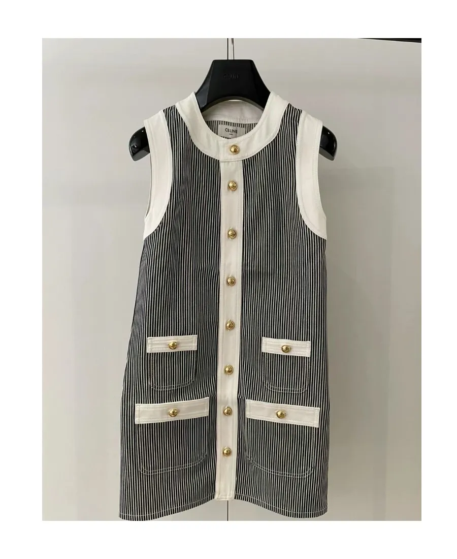 Trapeze Mini Dress With Hickory Stripes