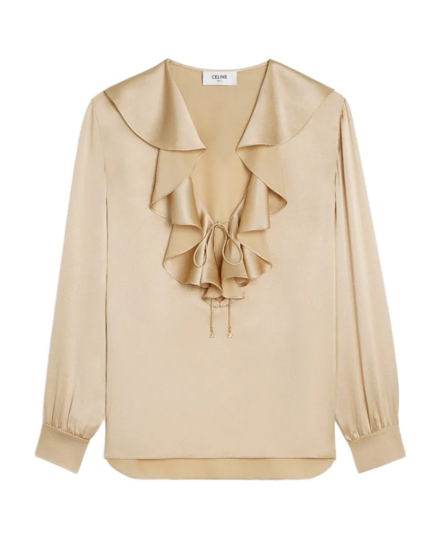 Blouse With Jabot In Satin Crepe