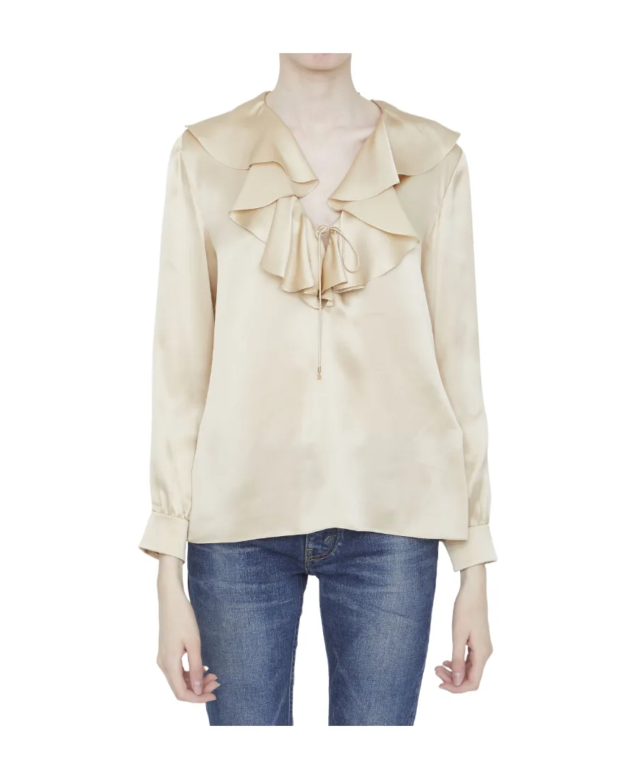 Blouse With Jabot In Satin Crepe