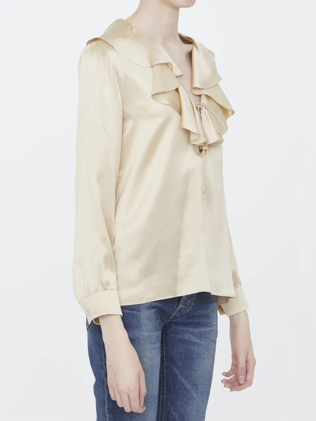 Blouse With Jabot In Satin Crepe