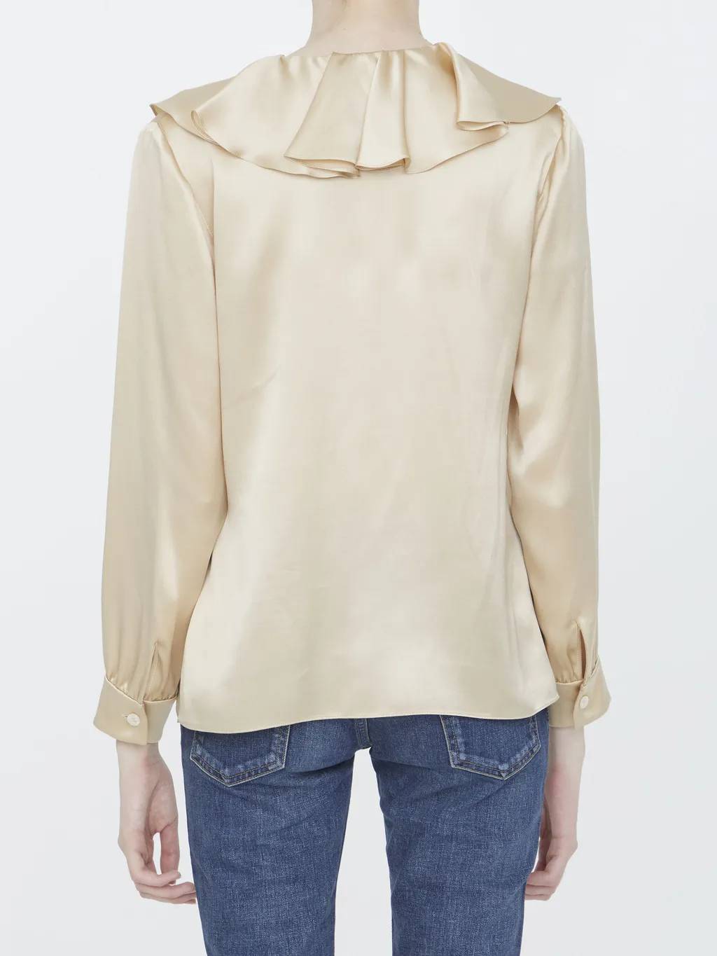 Blouse With Jabot In Satin Crepe