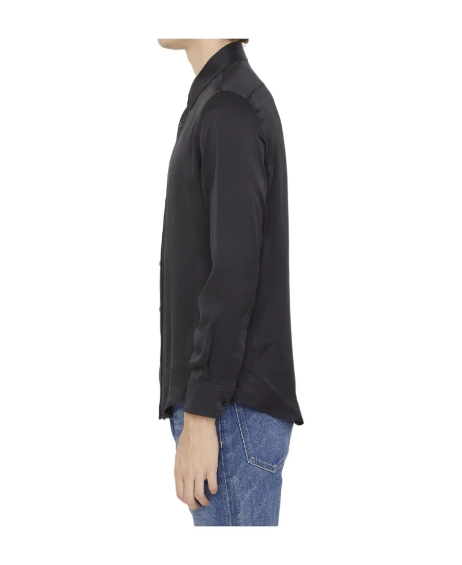 Loose Shirt In Shiny Matte Printed Silk