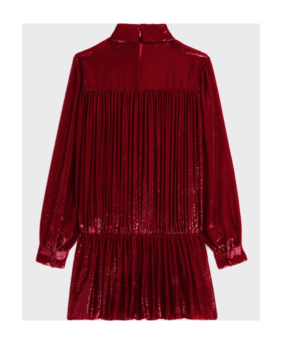Gathered Mini Dress In Flowing Velvet Lamé