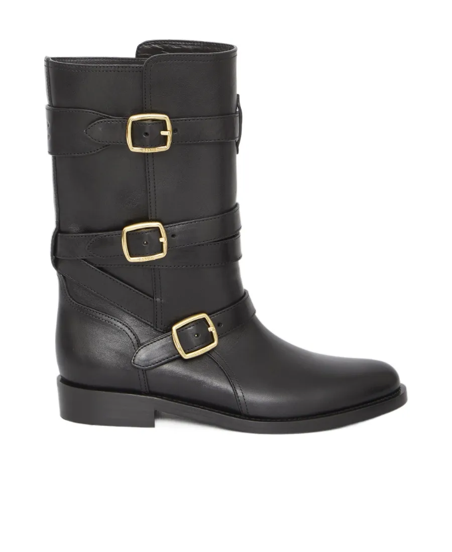 Lyra Triple Buckles Boot In Calfskin