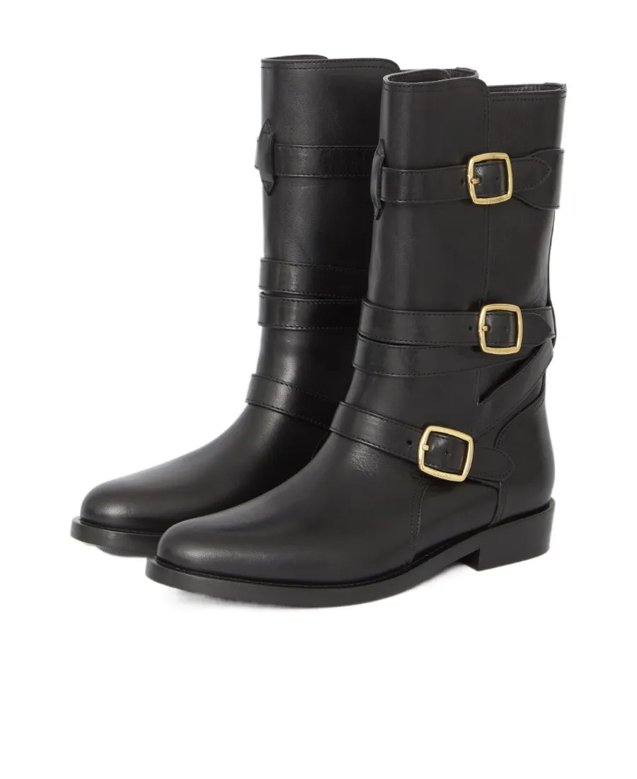 Lyra Triple Buckles Boot In Calfskin