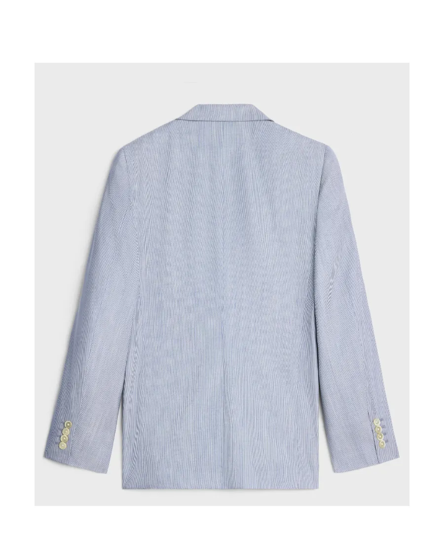 Classic Jacket In Striped Wool And Silk