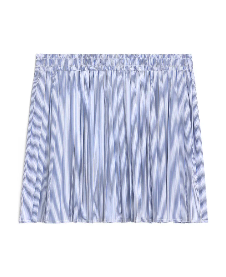 Pleated Pajama Skirt In Striped Cotton