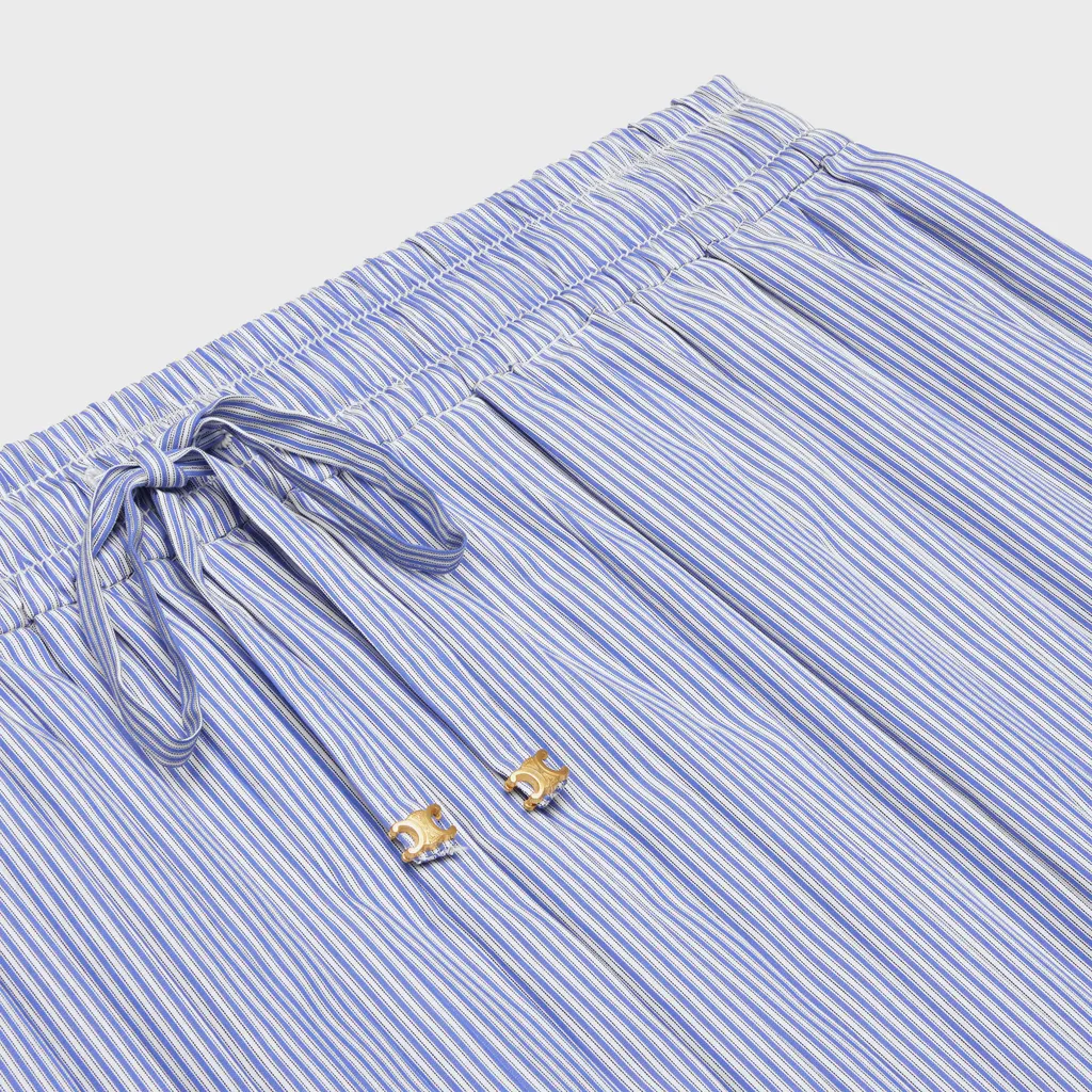 Pleated Pajama Skirt In Striped Cotton