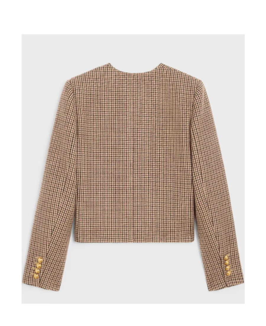 Chelsea Jacket In Double Houndstooth Wool