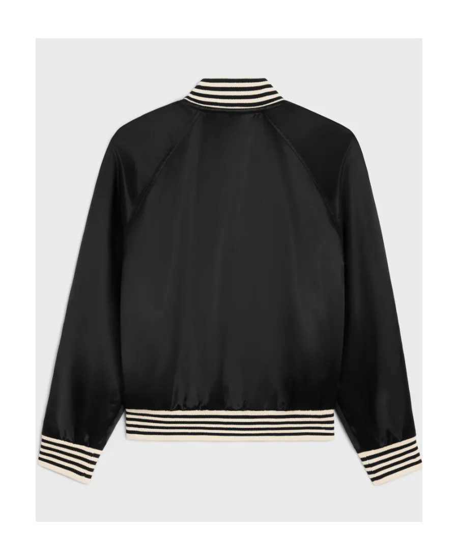 Embroidered Teddy Jacket In Satin-Finish Nylon